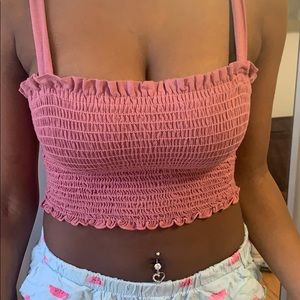 Plush pink cropped shirt